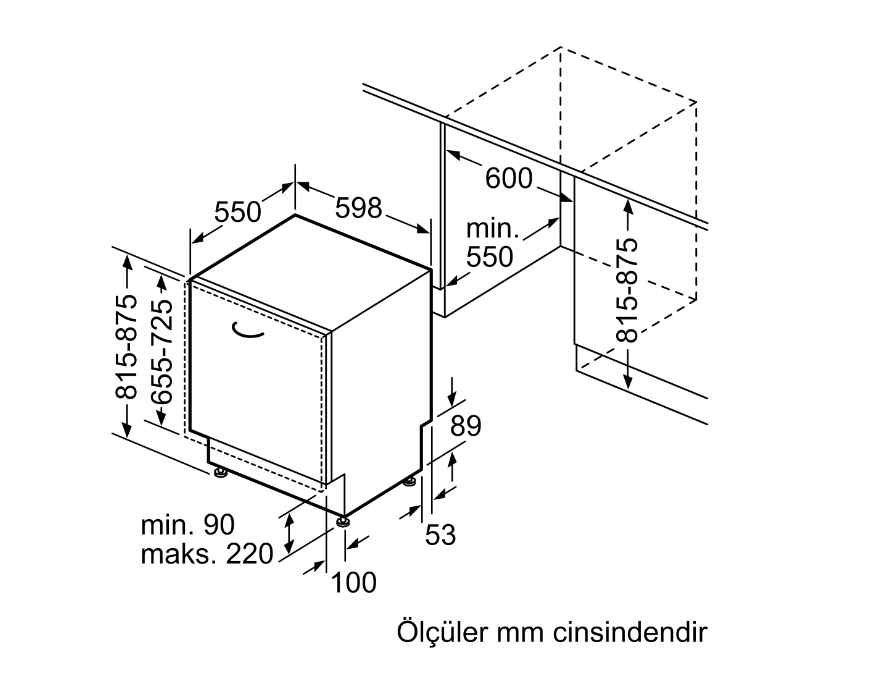 Bosch SMV25DX01T 5 Programlı Ankastre Bulaşık Makinesi